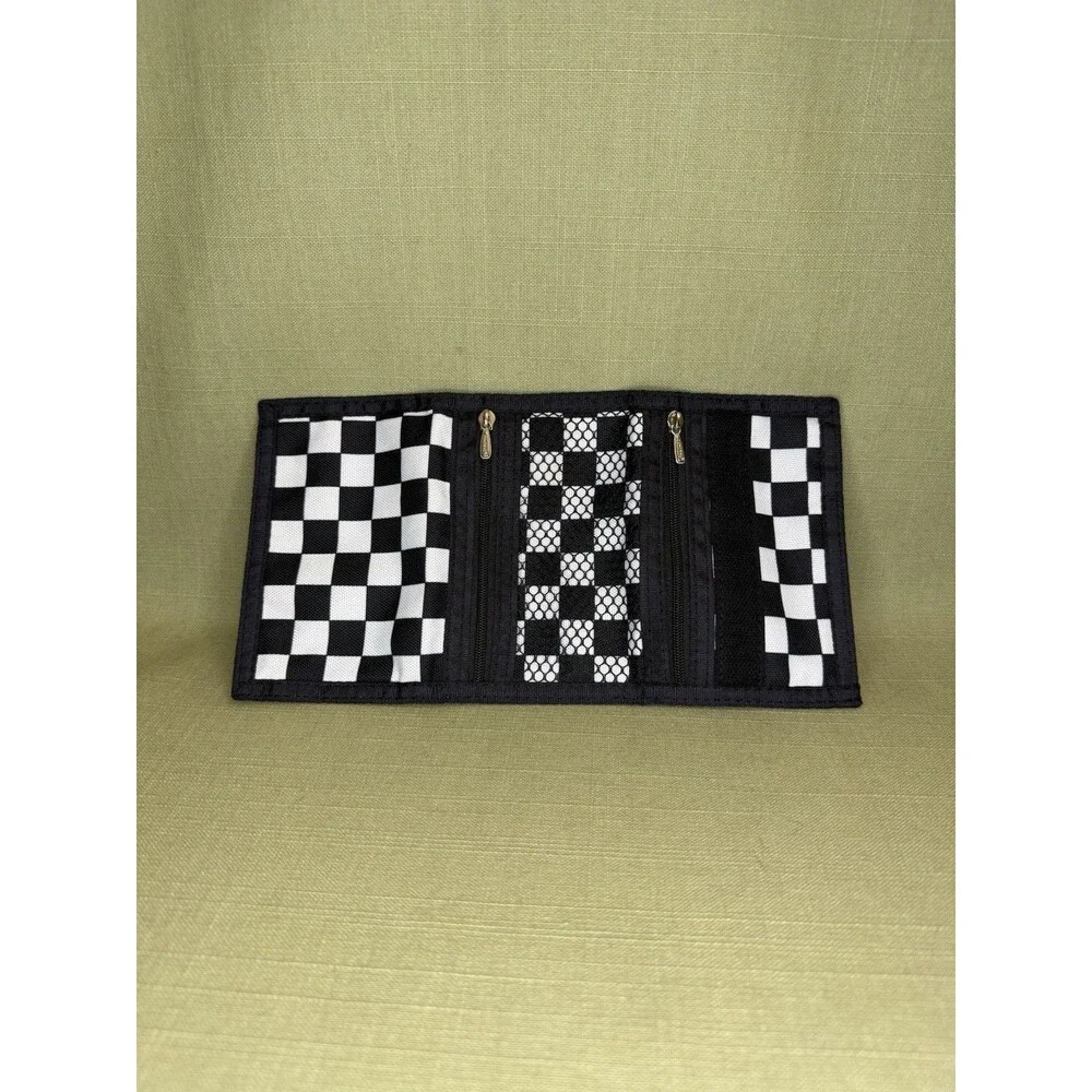 Jeminal Soft Trifold Black And White Checkered Wallet
